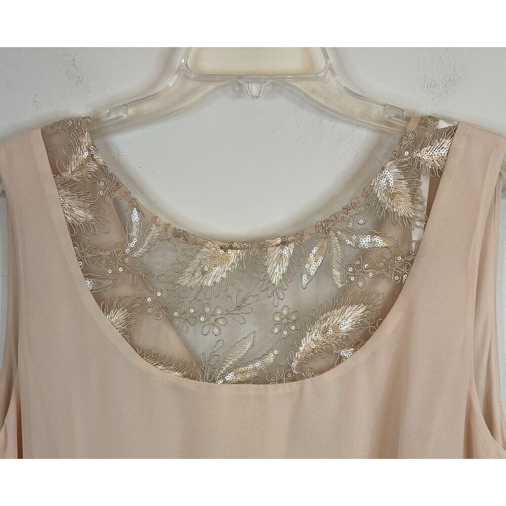 LE BOS Embellished Tier Ruffle Chiffon Dress 20W Light Peach Sleeveless Wedding - Picture 5 of 15